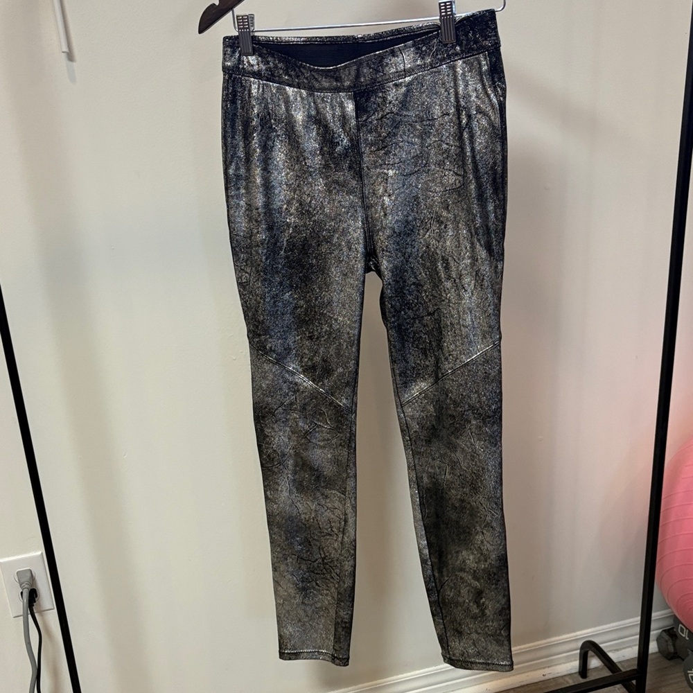 Free People Shimmering Black and Silver Pants